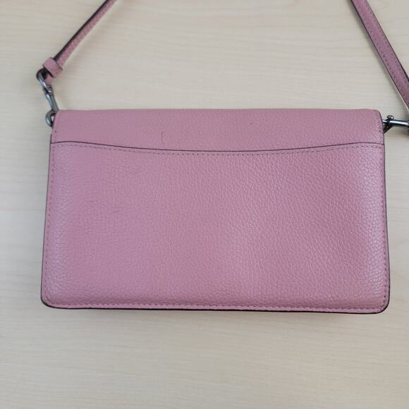 Coach Pink Rose Pebbled Leather Flap Snap Crossbody Wallet - Picture 4 of 11